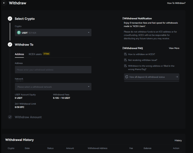 برداشت ارز دیجیتال در صرافی کی سی ایکس